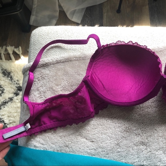 Aerie Limited Edition Reese Bra Magenta Pink Push Up Lace Sequins Size 34B - Picture 7 of 12